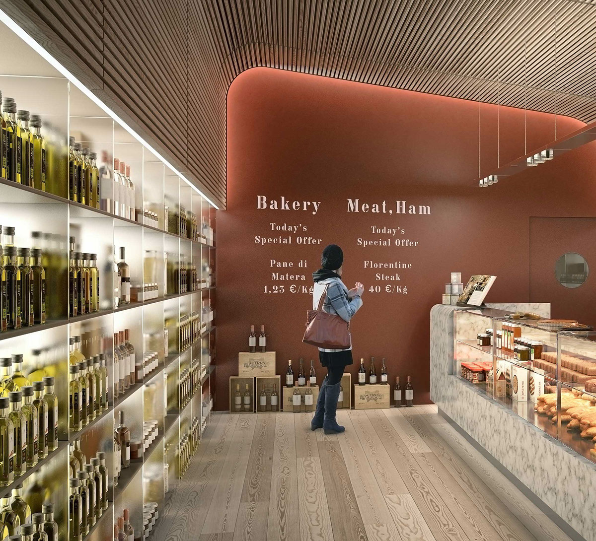 bakery gourmet Retail luxury Moscow Render rendering 3D Interior interiordesign Retaildesign decor foodanddrinkdesign