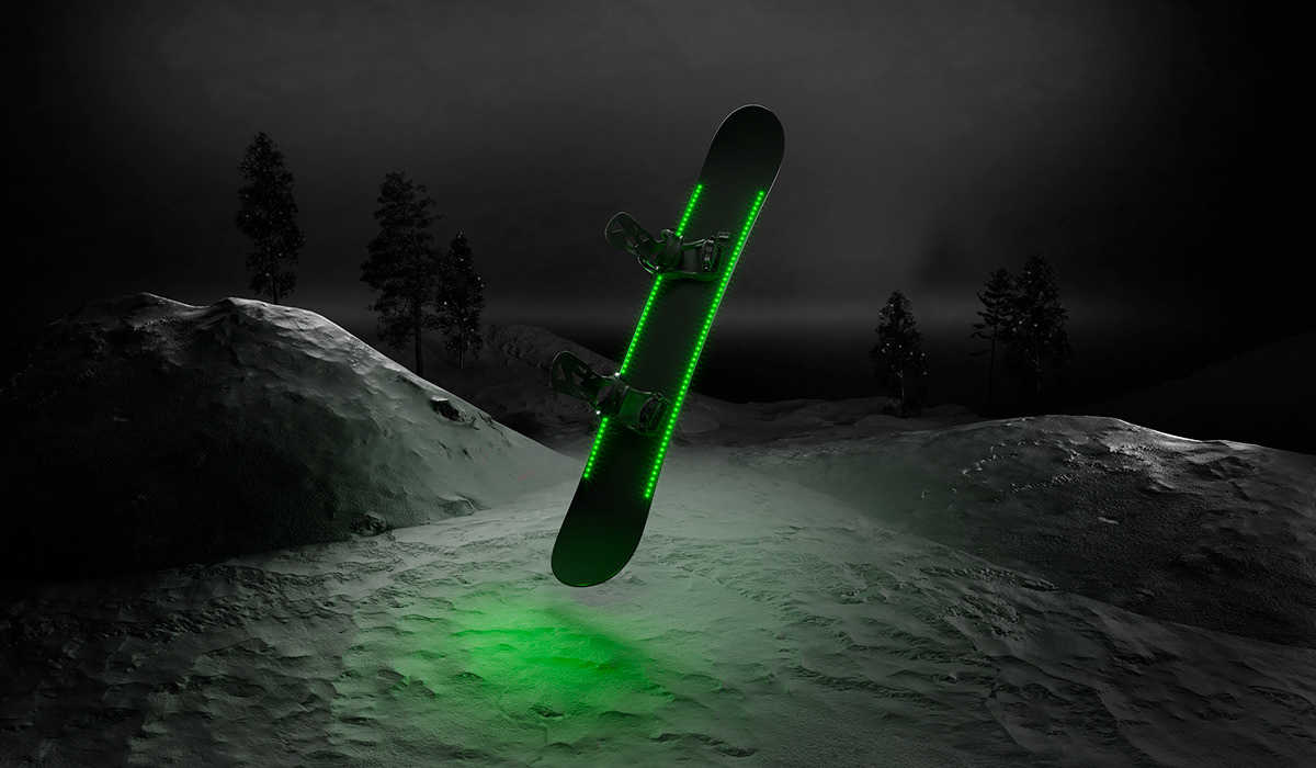 360° 3D action sports led lights product renders skateboard snowboard Water Sports