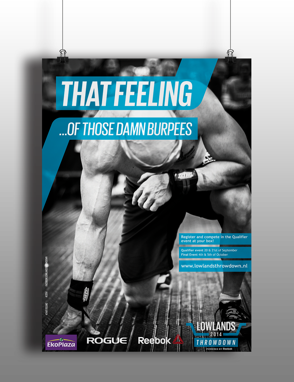 Lowlands brochure logo identity Crossfit cf that feeling #thatfeeling Omnisport throwdown fitness Competition visual