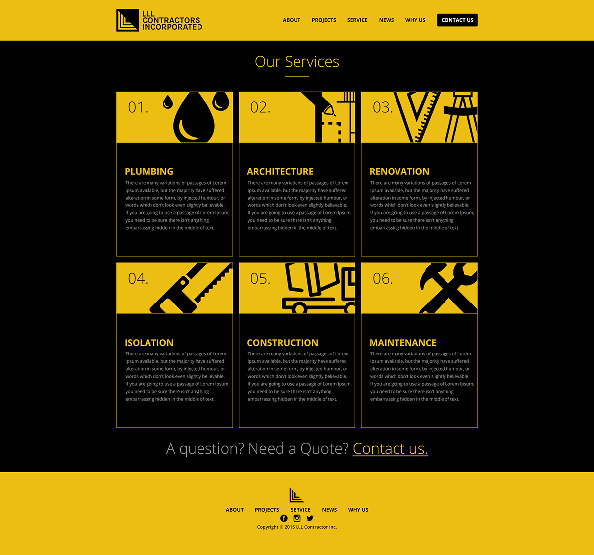 constraction buildings dark website Web Design  yellow