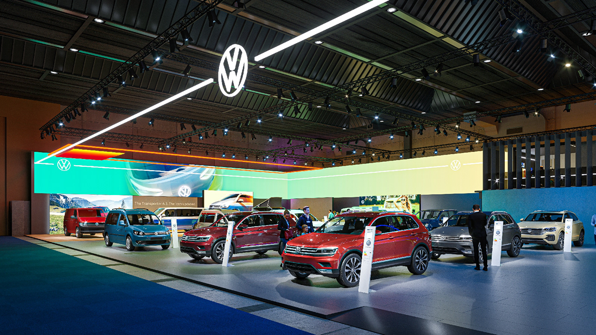 3D 3D-lab Adobe Portfolio autosalon Stand visualisatie volkswagen VW
