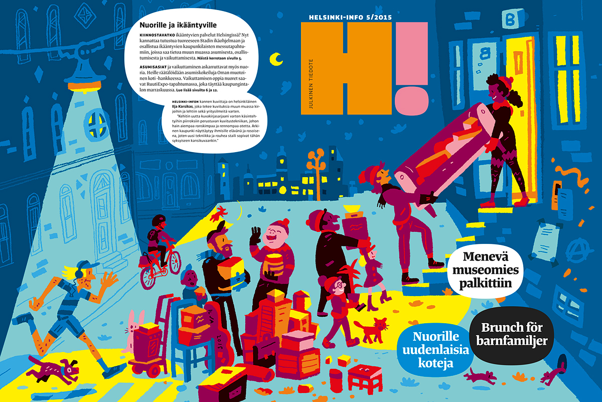 ILLUSTRATION  kuvitus cover illustration Editorial Illustration Helsinki-Info Ilja Karsikas Napa Agency