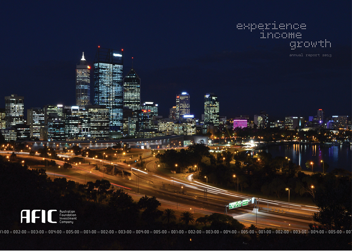 afic Australia Australian foundation Investment company annual report  student graphic design publication print futuristic time modern