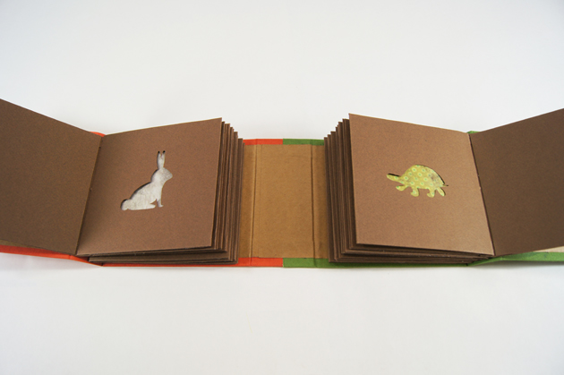 book art dual spine die cut Opposites animal handmade embossing