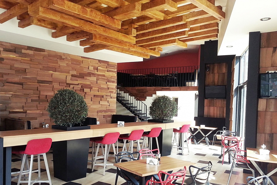 restaurant Fast food design Interior furniture wood ceiling sofia great nice bulgaria designer architect architectural cozy