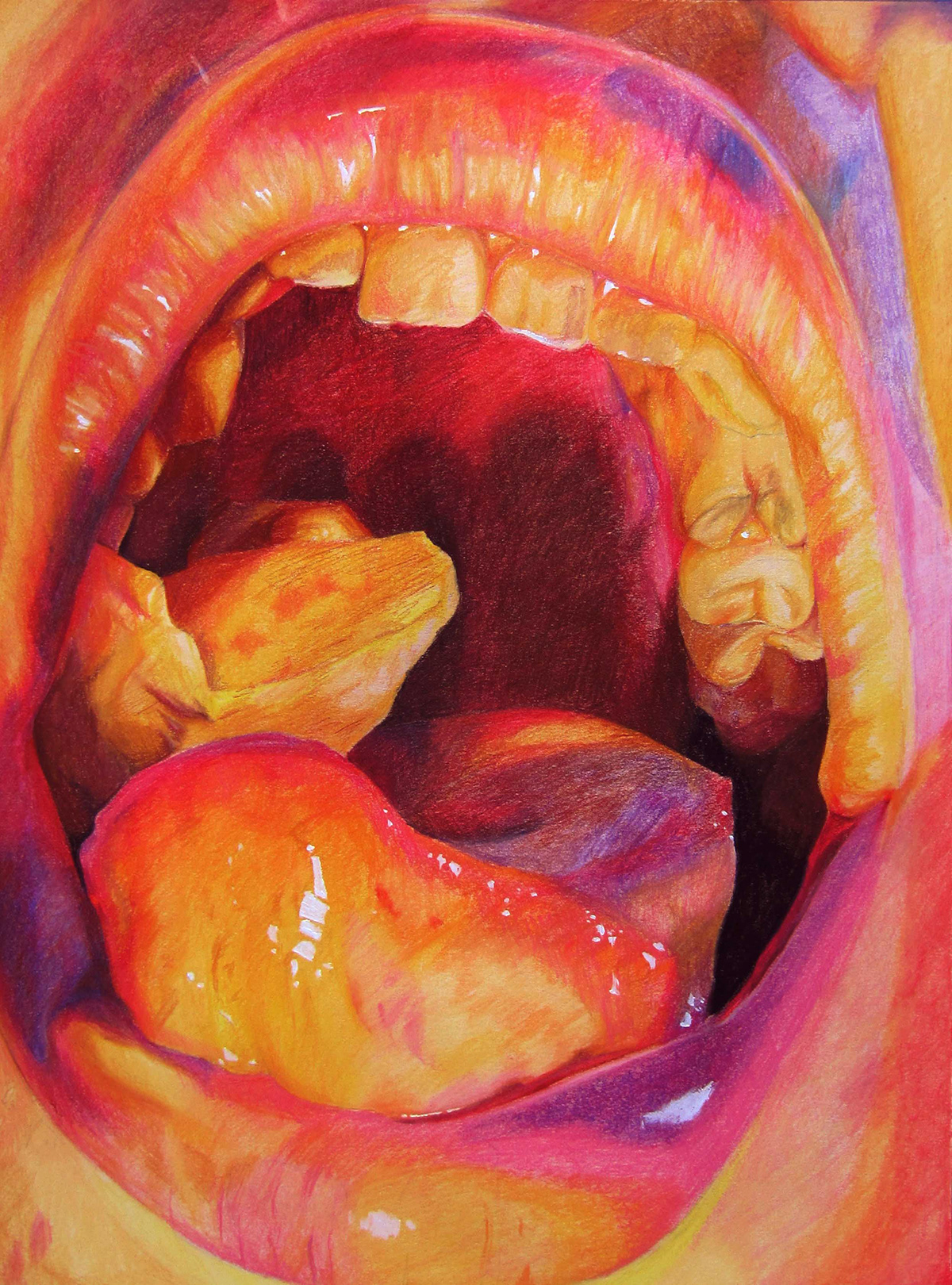 conte pastel Mouth TRADITIONAL ART traditional illustration MICA teeth anatomy medical illustration Eating  mastication