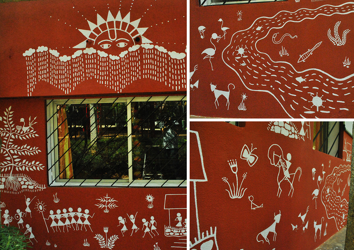 warli Mural wall folk traditional Ethnic children Nature indian Maharashtra paint art minimal rustic rural