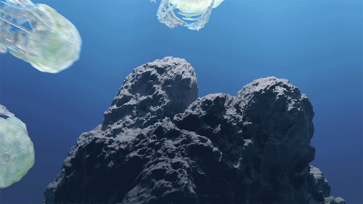 creatures jellyfish underwater 3D Render animation  motion graphics  Digital Art  CG imaginary world