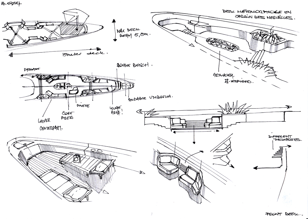 design yacht Yacht Design sketch sketching markers pen pencil