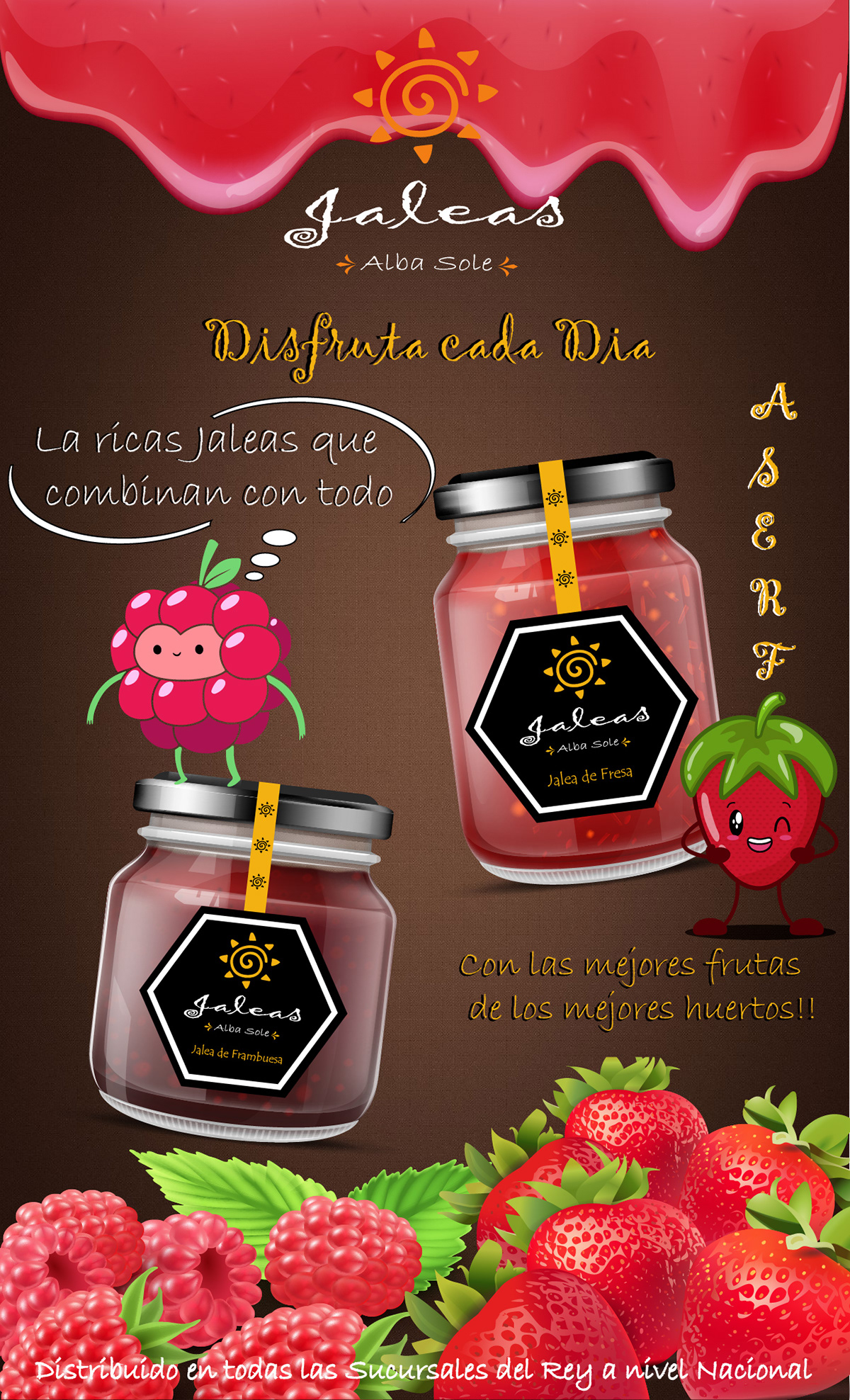 anúncio envase Jalea logo jalea packing frambuesa fresa