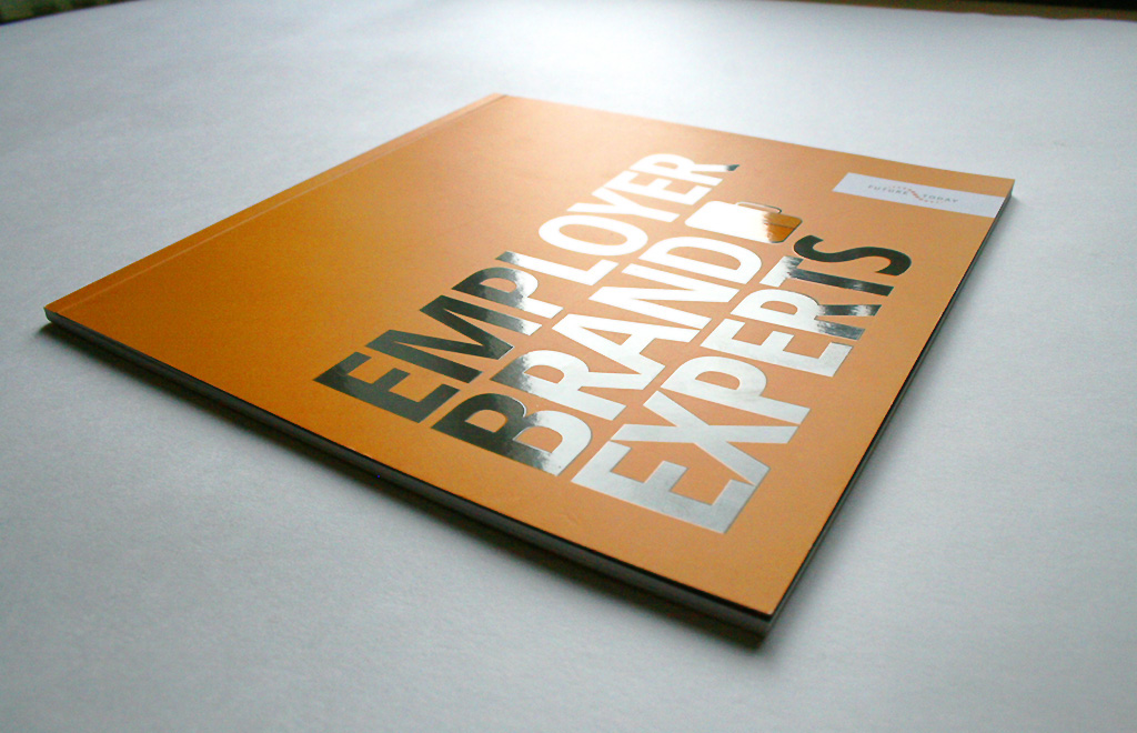 design graphic Icon Booklet Layout orange type grey futuretoday employer brand case typographic print Picture