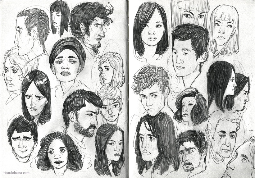 faces portraits heads sketchbook