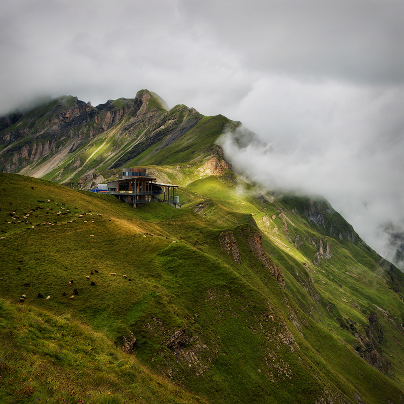 mountains Switzerland clouds Alpen tower Landscape Nature
