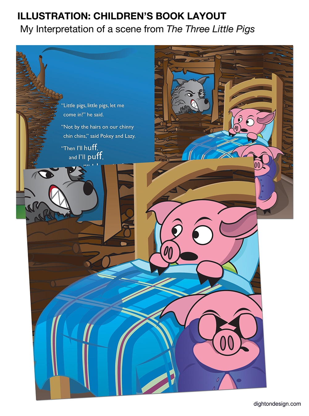 illustration children's book Book Layout children's story Three Little Pigs