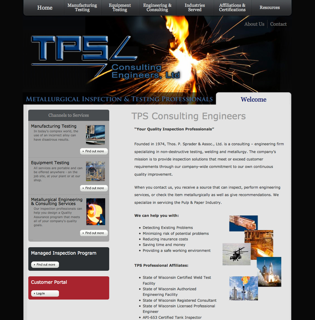 TPS Engineers TPS Consulting Metallurgy Non-Destructive Testing Green Bay Wisconsin Pulp & Paper industry
