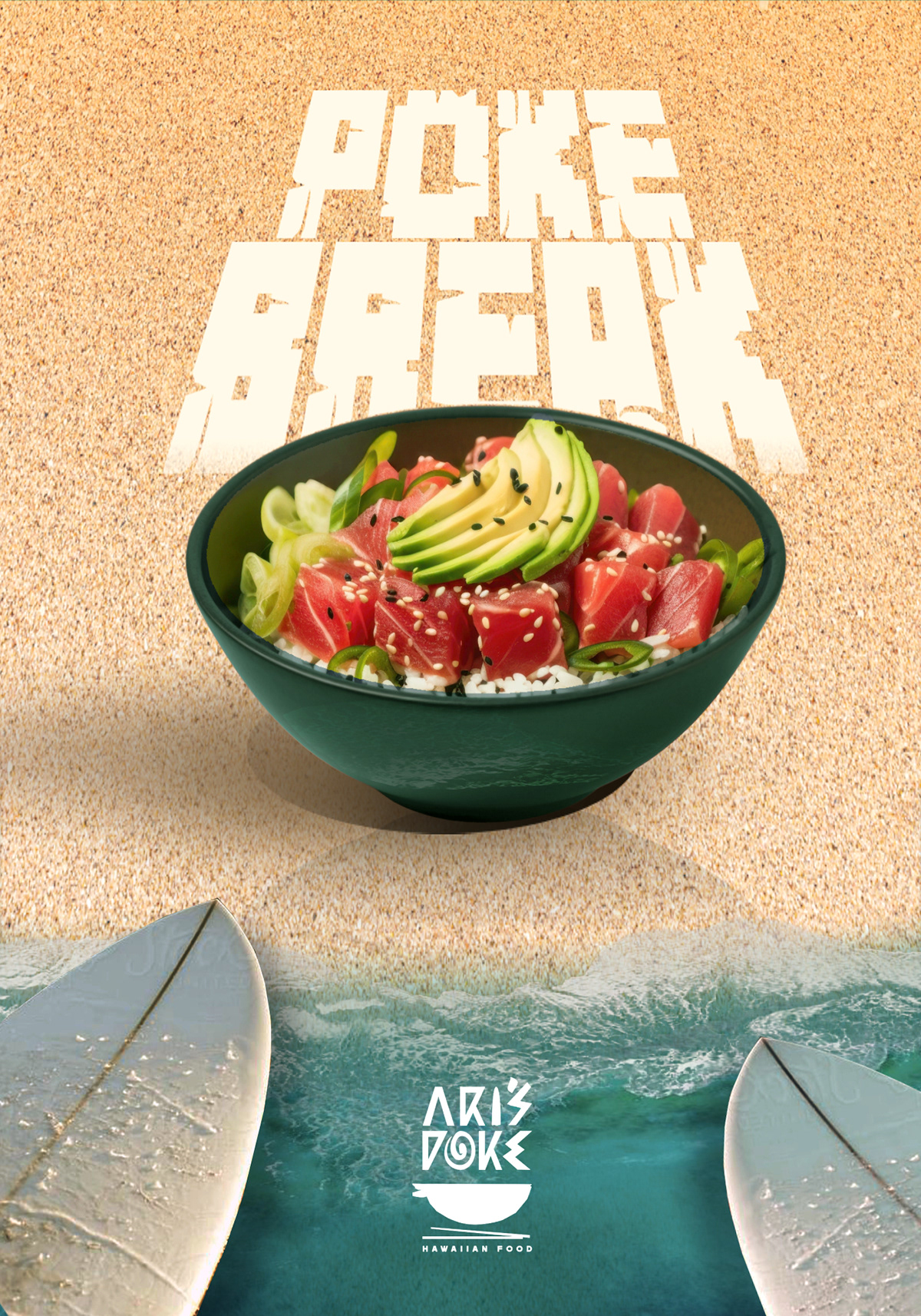 poster ari's poke bowl design mood board logotype