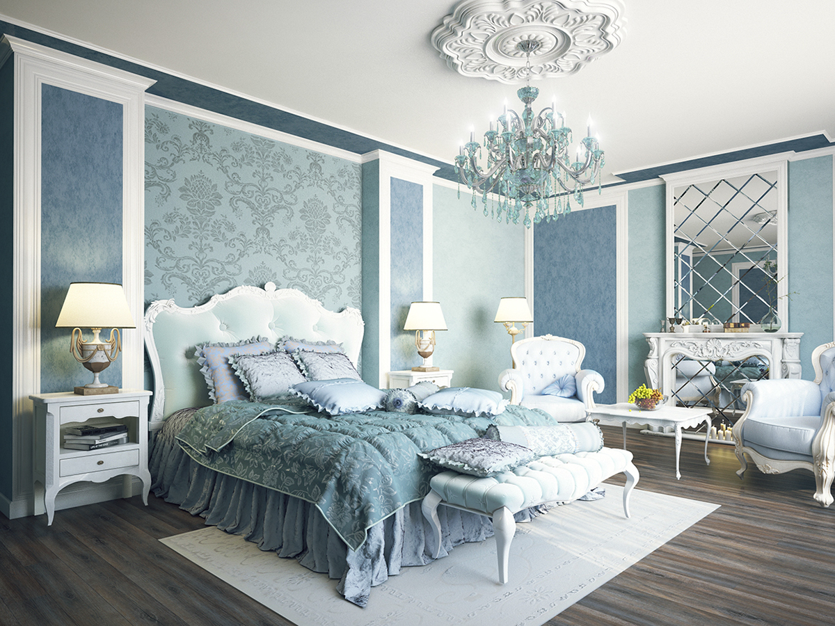 Classic bedroom vray 3dsmax Interior bed