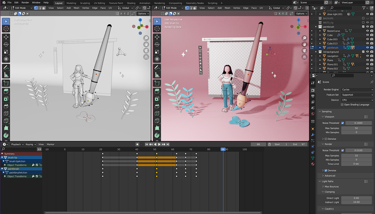 2D Animation 3D 3d animation artist blender design designer motion graphics  process workspace