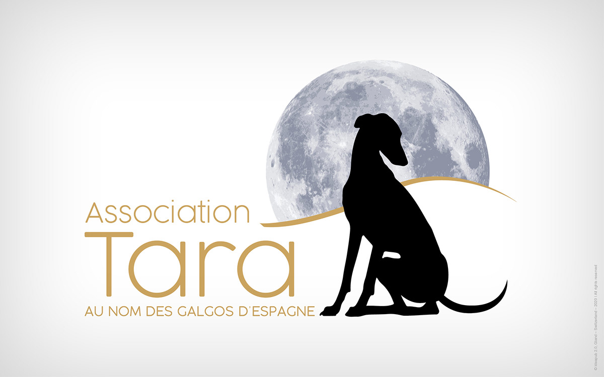 dog galago Association moon logo silouhette gold