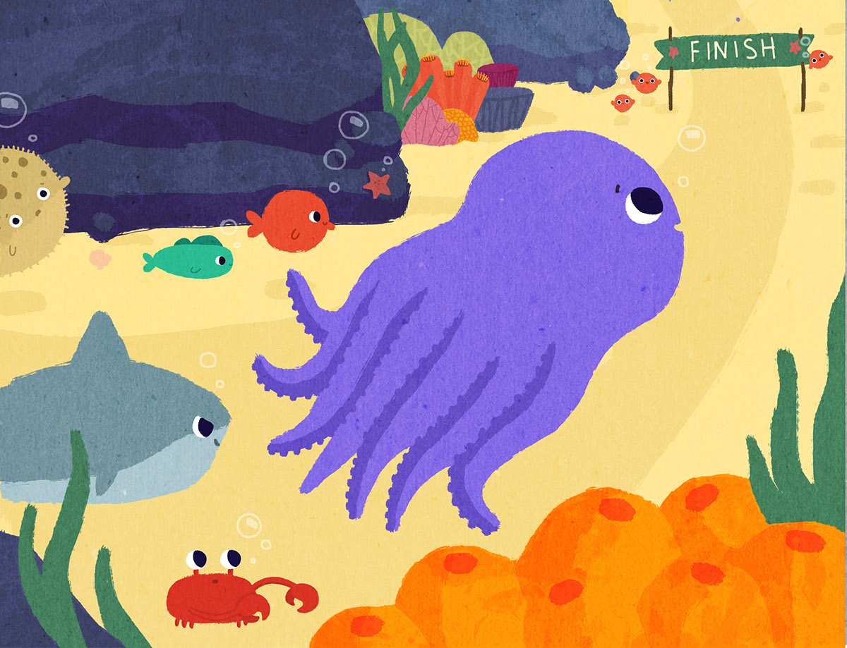 #digital   #photoshop #childrensbook #illustration #fish #crab #octopus #character