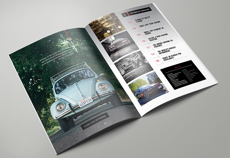magazine template Adobe InDesign 24 pages minimal Free font automotive   editable indd idml a4