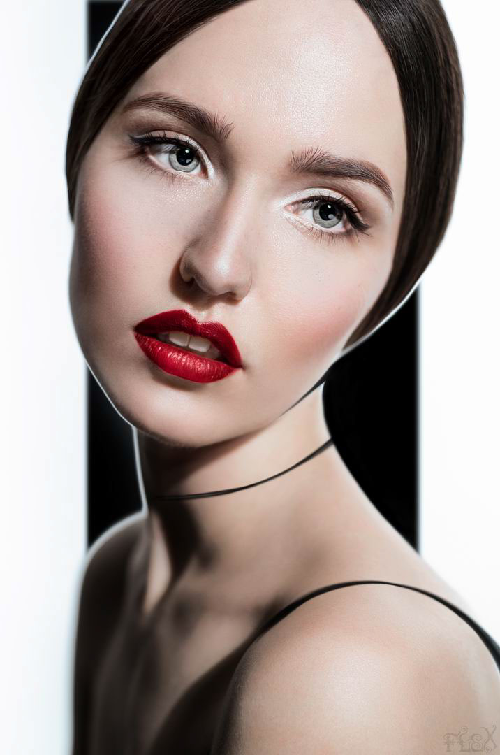 beauty portrait makeup redlips Fashion  skin lashes highlighting White glamourous