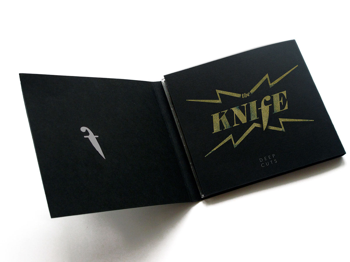 the knife logo identity CD packaging Music Artwork Screenprinting golden digipack Swedish cutout cardboard type