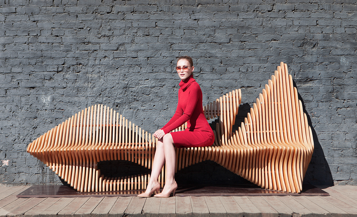 art wood plywood color Interior exterior furniture Form organic Nature afterform modern bench product 3D