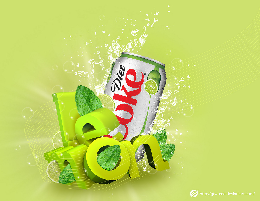 3D type coke sode lemon green fresh lime photoshop c4d texto composición