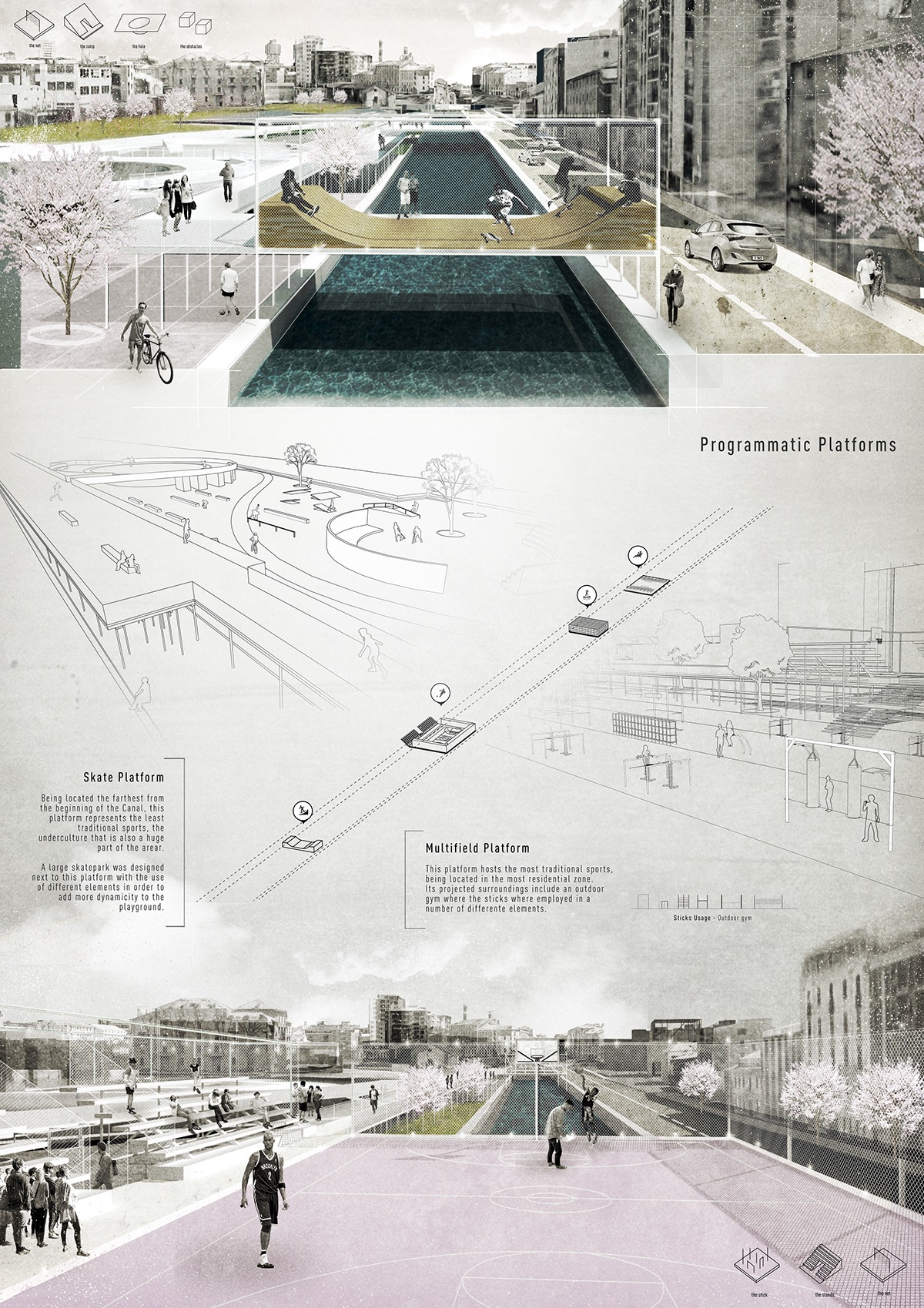 architettura milano navigli water Landscape design urbanism   scale river representation panels