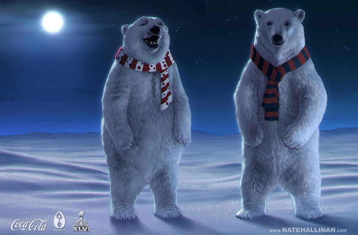 coke  coca cola polar bear bears Arctic seal pup snow commercial super bowl concept Character