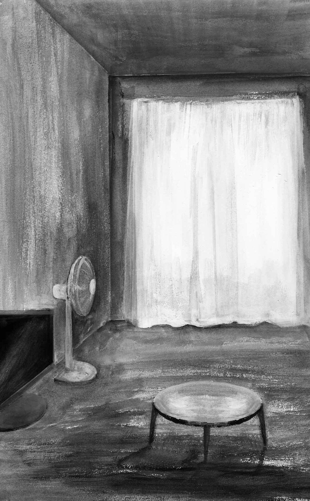 black &white novel story girl boy student school sad acrylic Landscape