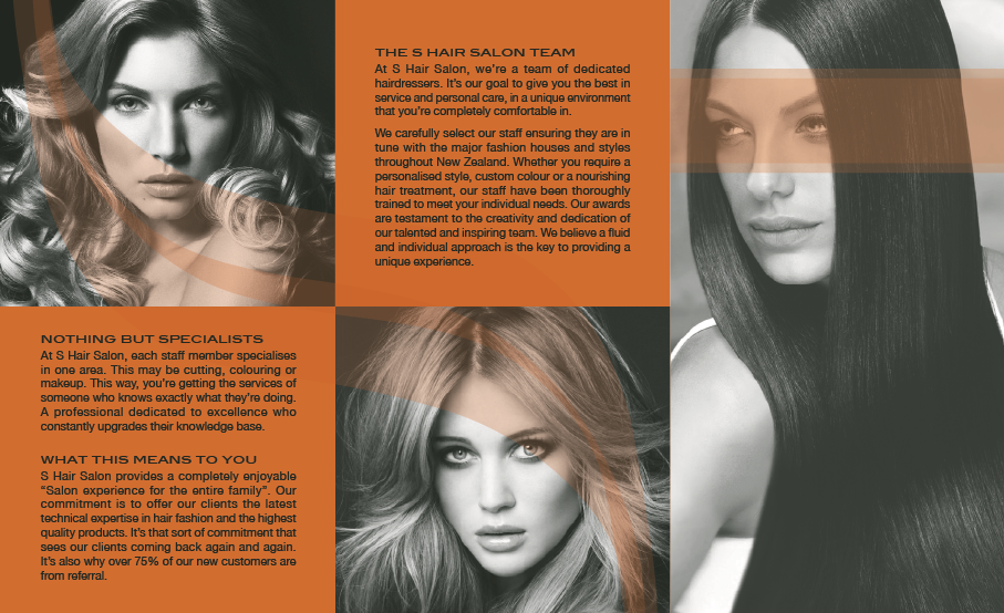 typographic Advertising Brochure two colour Hair Salon