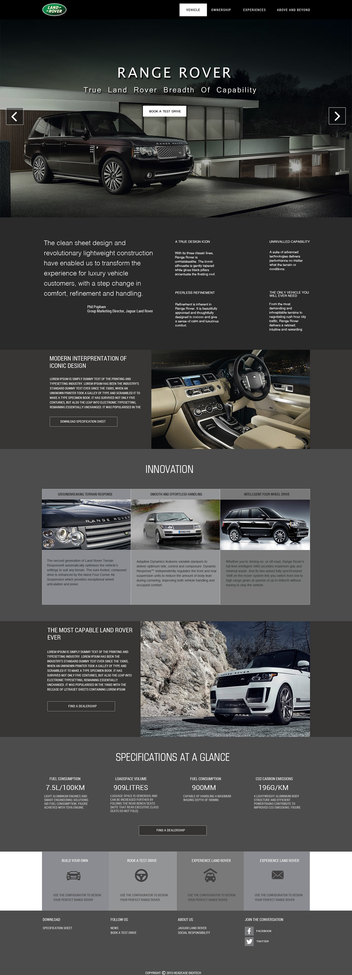 Range Rover Website concept
