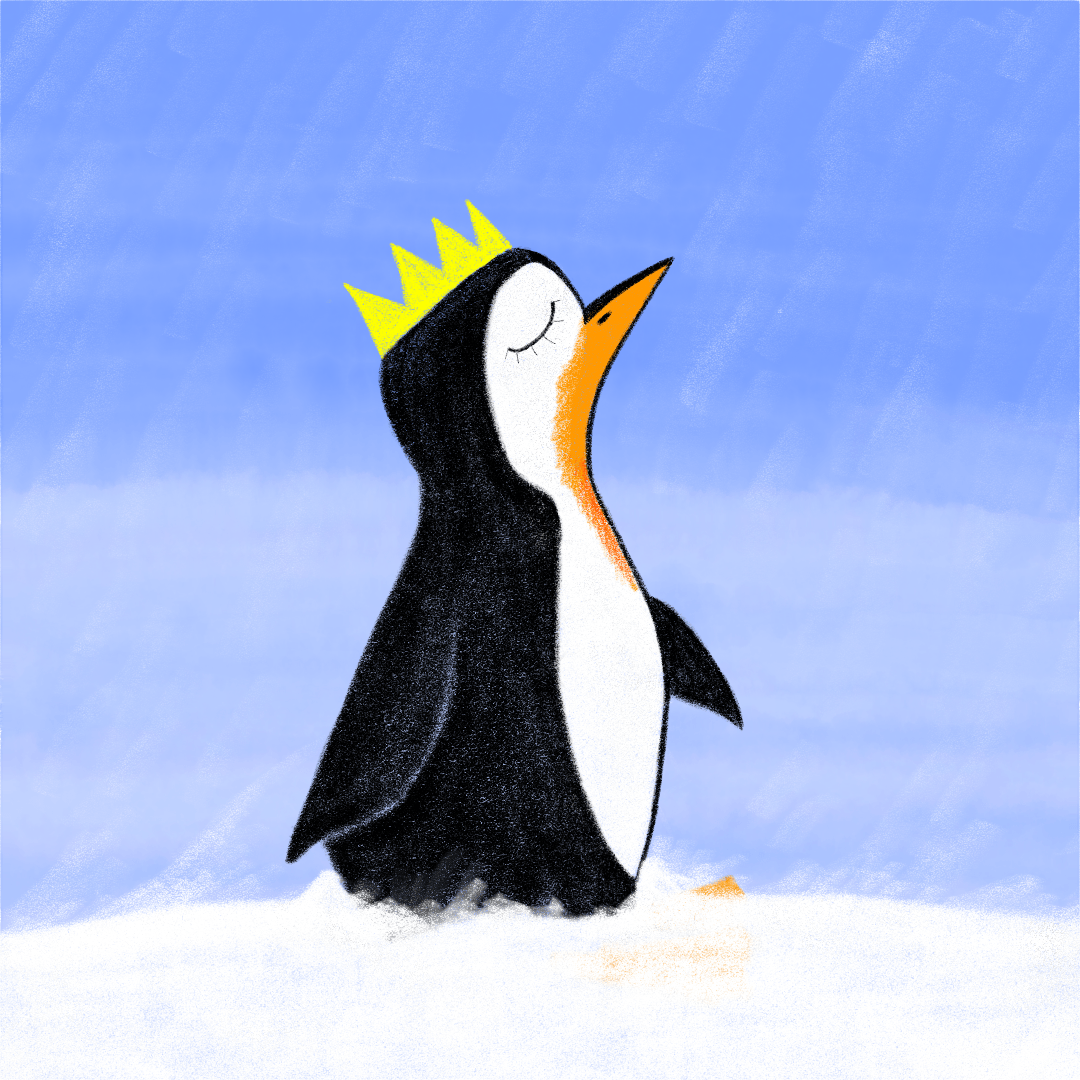 Emperor Penguin Walking in the Snow