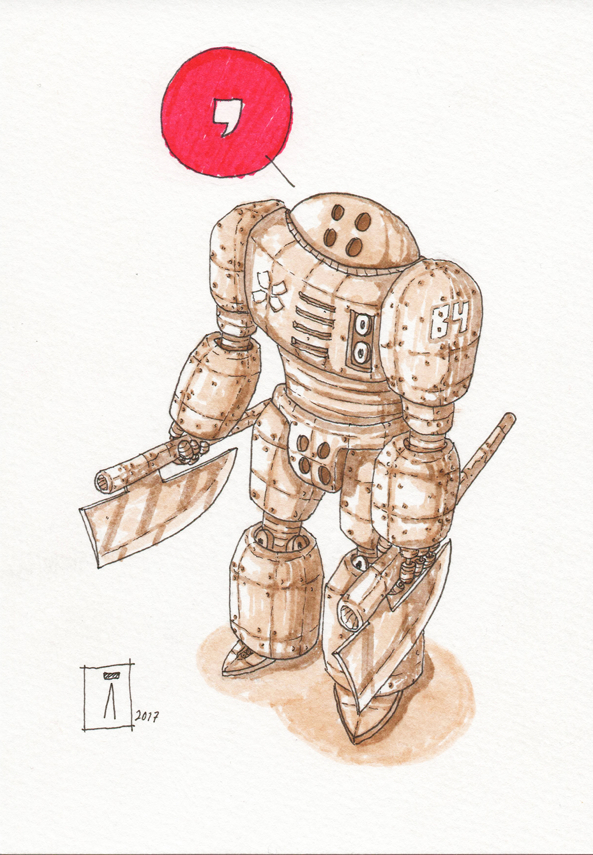 marchofrobots robots Drawing  ink ILLUSTRATION  art sketch
