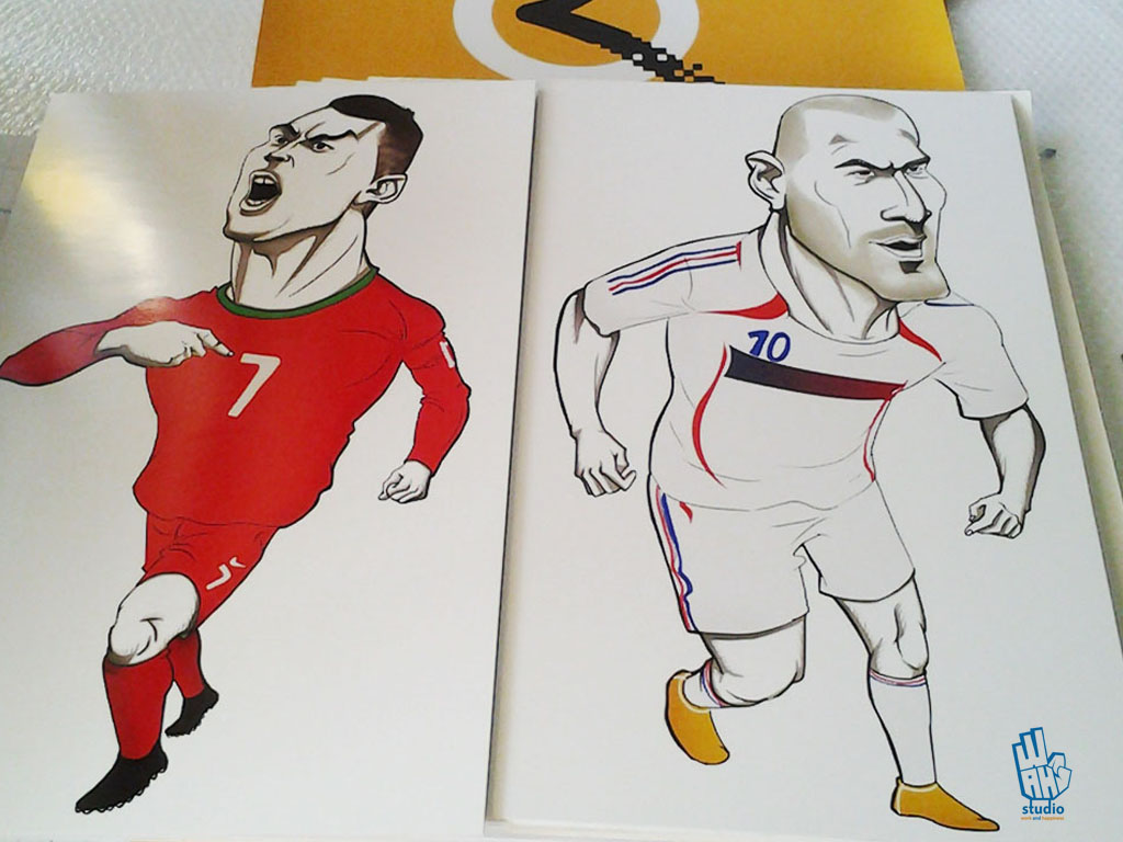 caricatures football players. Cartoons wall art new media