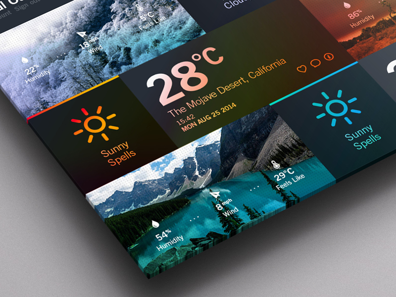 portal winter UI weather dashboard pattern weather app weather Ocean forest gradient ux Interface Web iso8 iso7