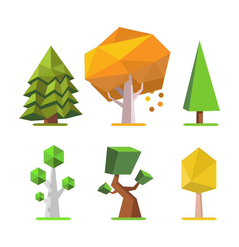 game art concept concept art Low Poly lowpoly Tree  land fantasy mobile app Web gamedev 2D 3D