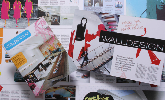 magazine publication design Nike wall design