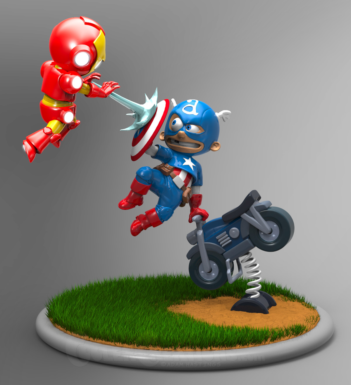 captain america iron man Zbrush keyshot model Civil War Playground motorcycle