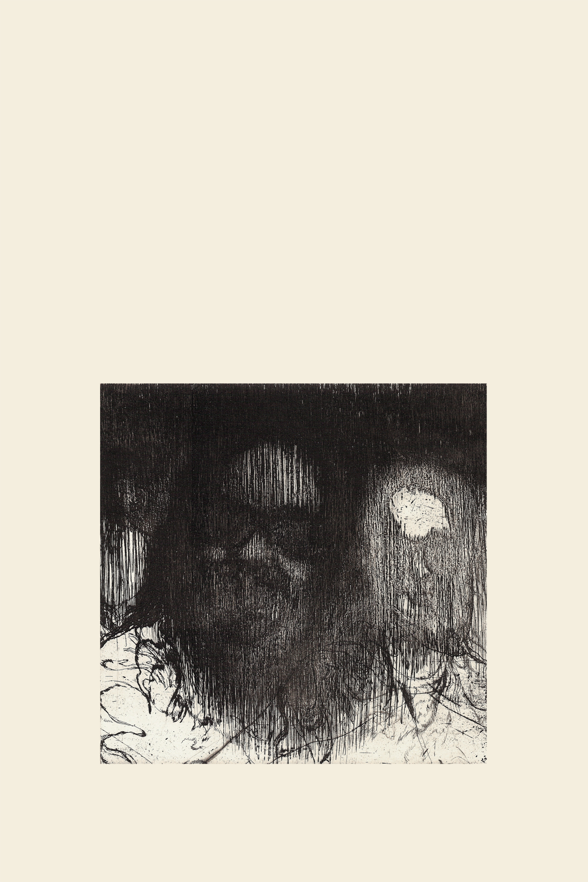 art gravure print etching spectre noir blanc black and whigt