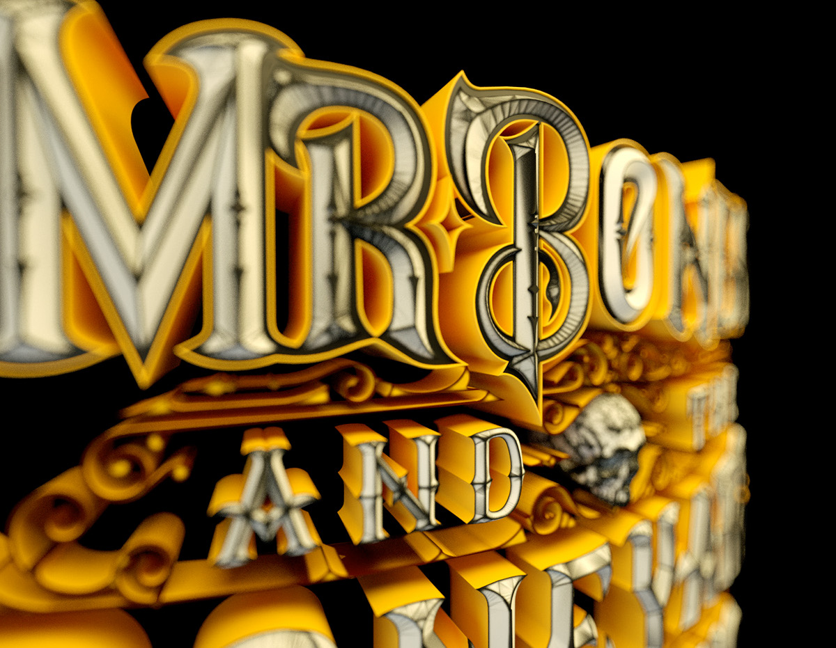 boneyard Circus logodesign machineast dark horror bone vintage metal rockband Mr Bones 3D typography 3D lettering HAND LETTERING lettering