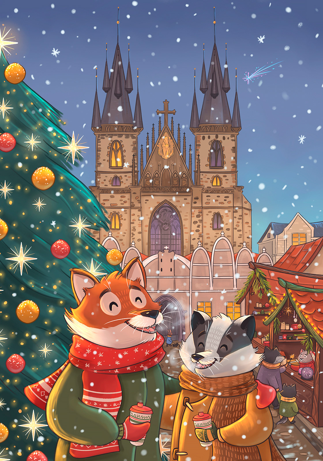 animal characters Character design  children's illustration Christmas cozy kidlit kidlitart new year Picture book prague