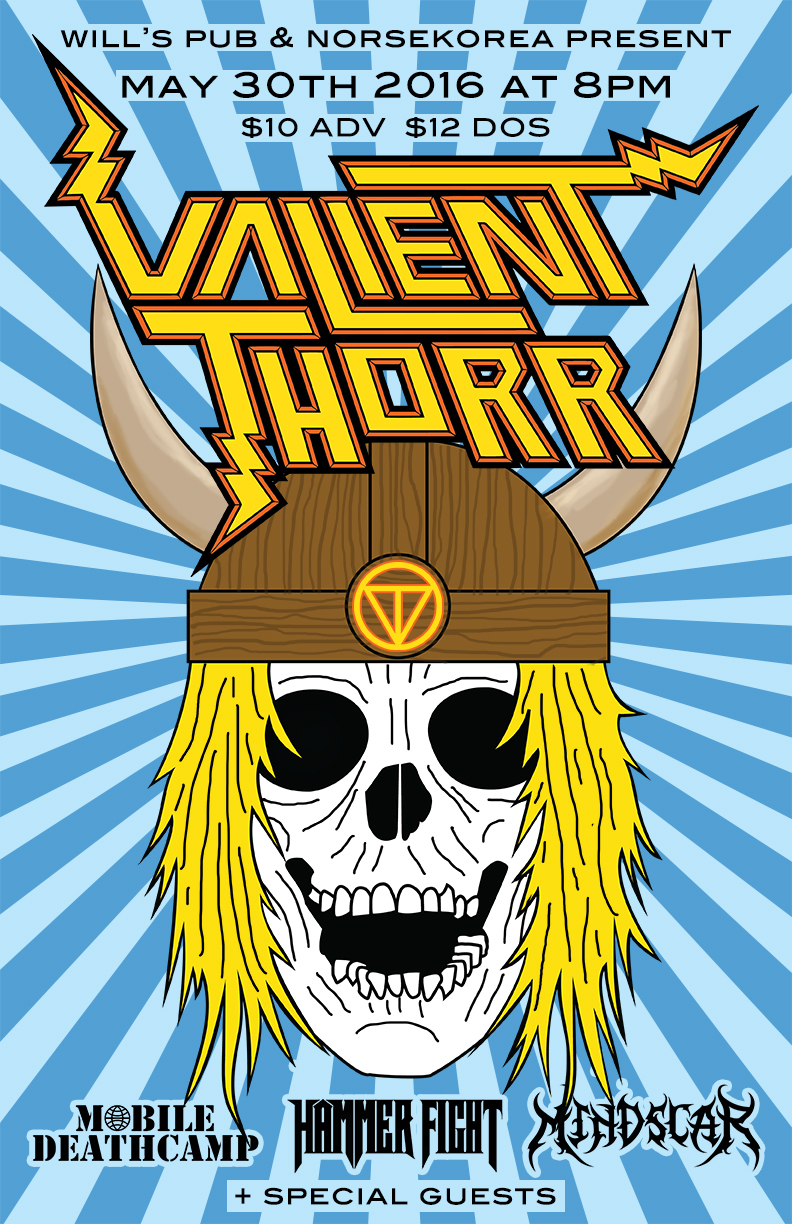 valient thorr metal band flyer skull viking orlando