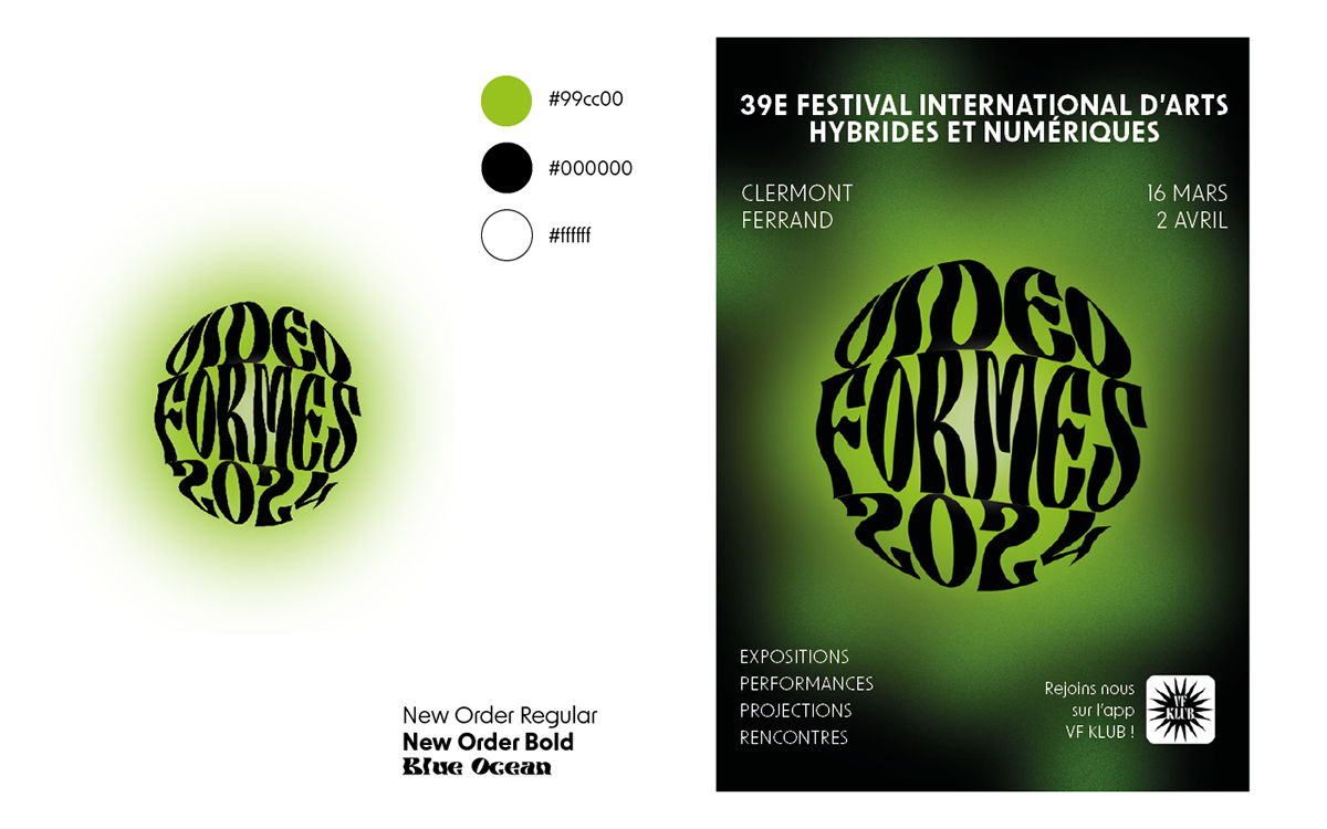 radioactive green and black logo visual identity festival immaterial videoformes