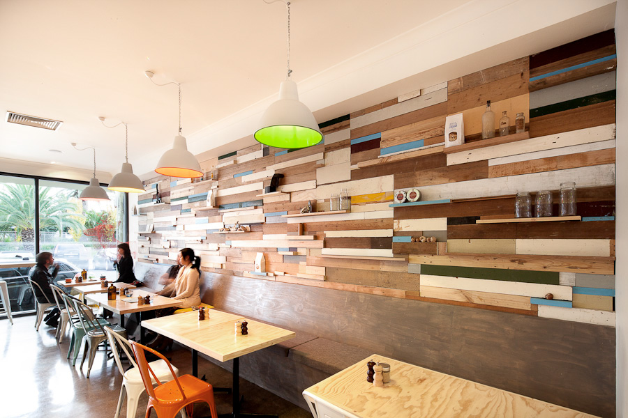 cafe Hospitality Melbourne Coffee bar design colour artist Cafe design RECYCLED natural finishes