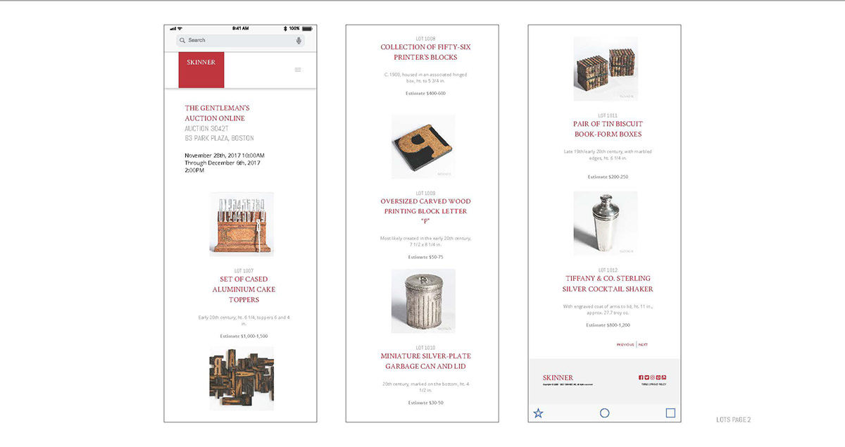 skinner auctions Skinner Website auction website redesign