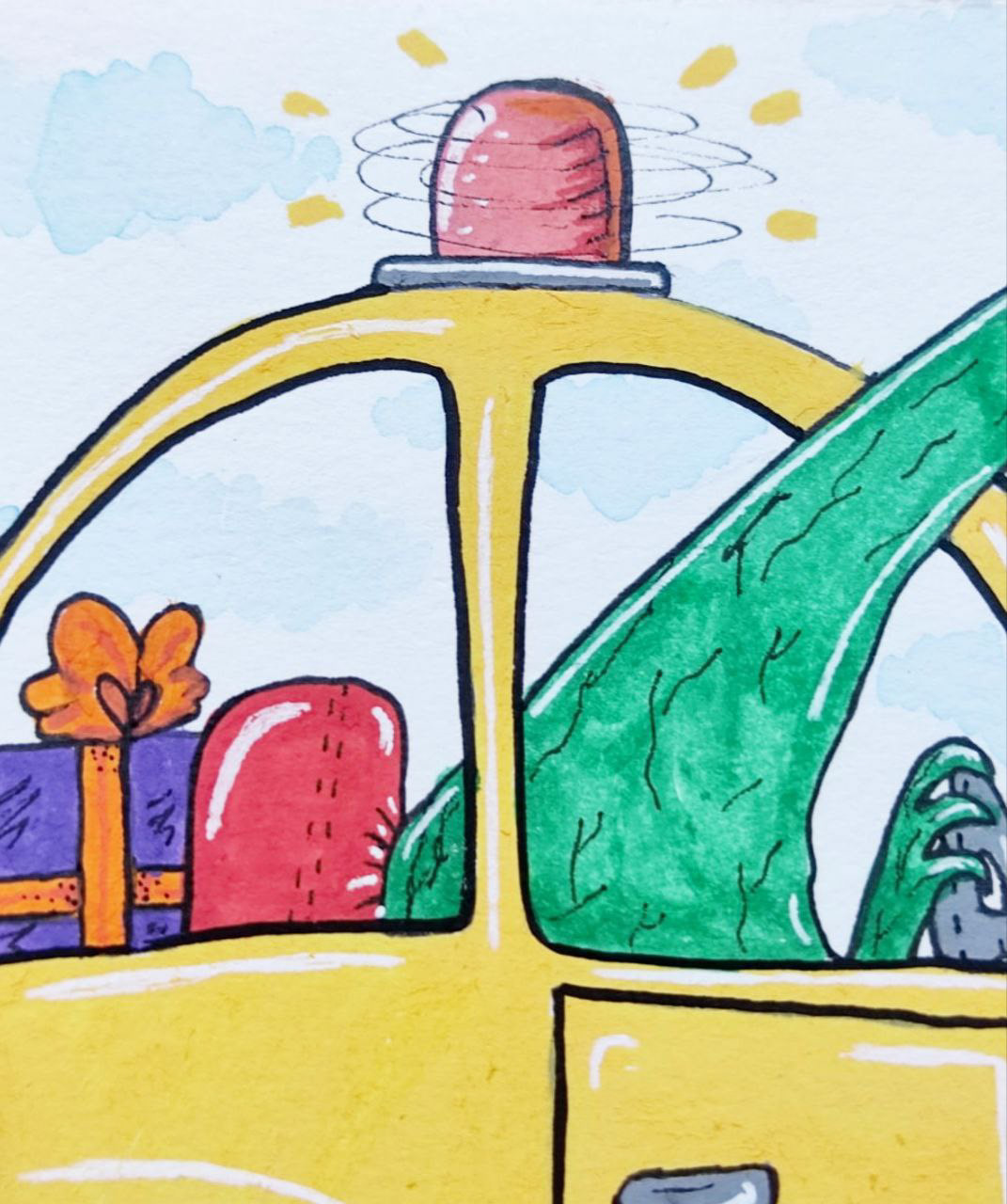 Birthday car children's book ChildrenIllustration childrensliterature Dinosaur ILLUSTRATION  literature party WackyRaces