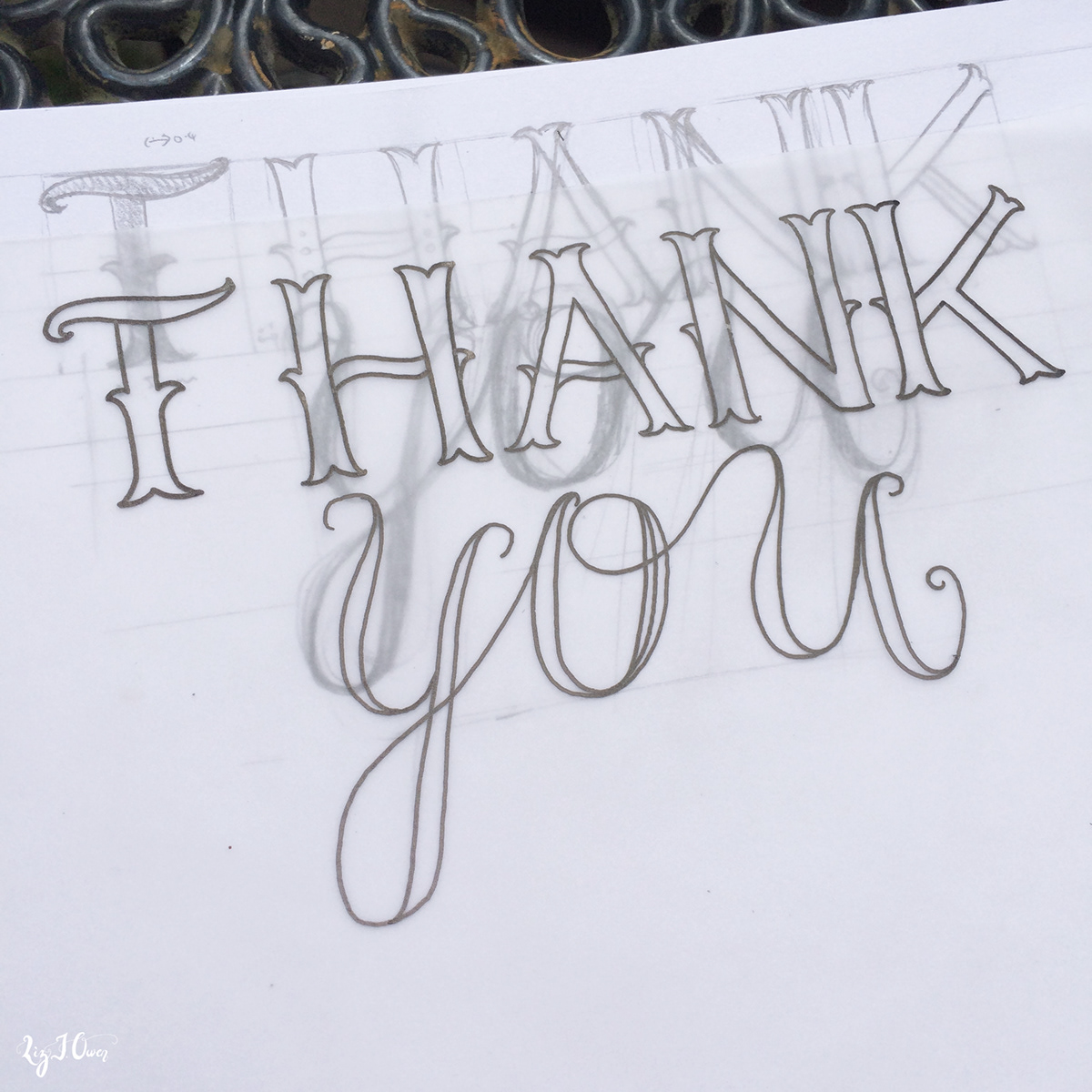 HAND LETTERING thank you card Stationery